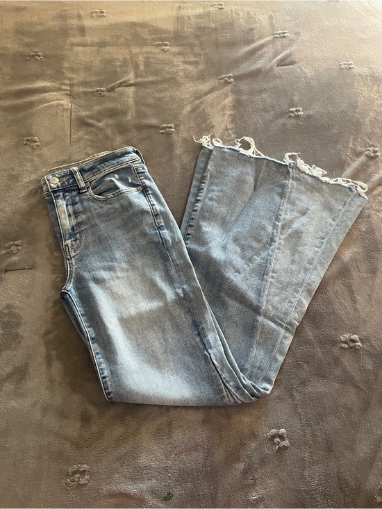 American Eagle Outfitters Denim - American Eagle Outfitters Light Blue Frayed Wide Leg Jeans